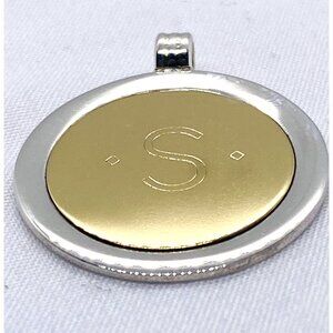 SOLD!!! Tiffany & Co Sterling Silver 18K Round Tag Initial "S" Pendant